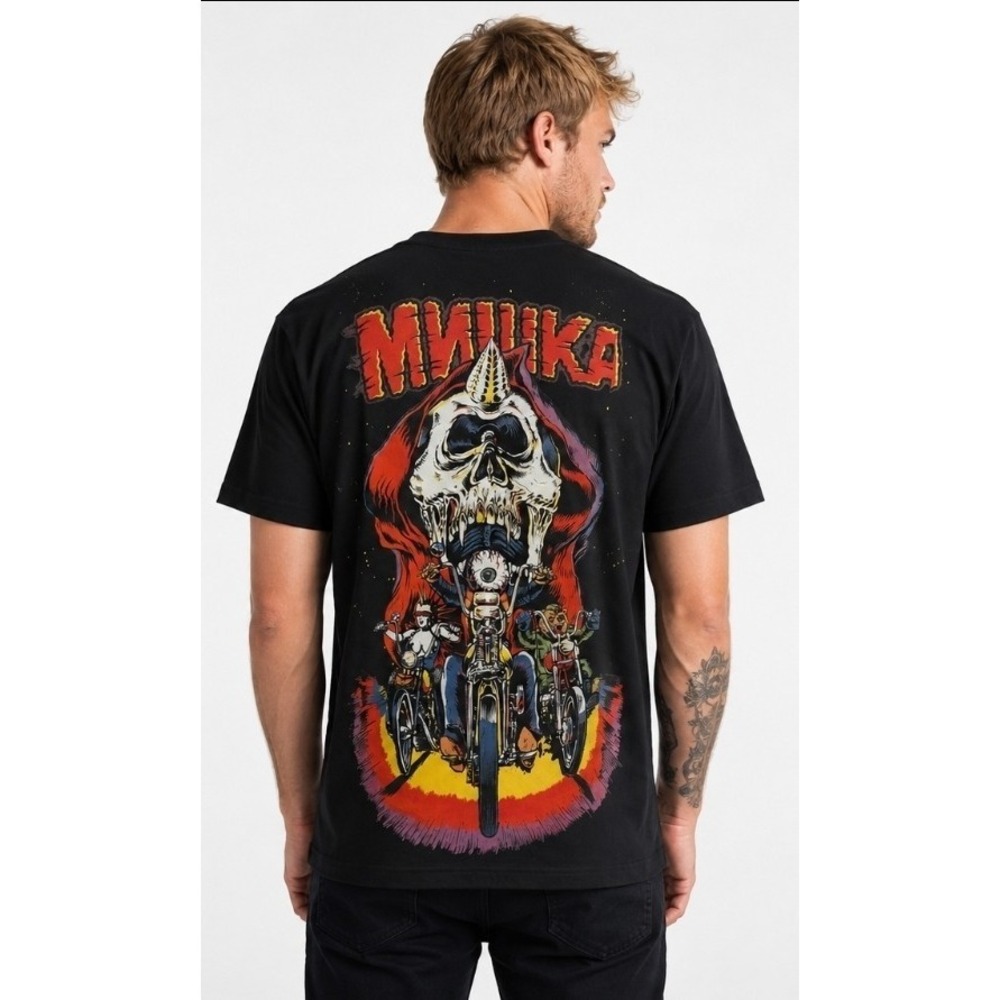 Mishka Reason Biker Skull Eyeball Graphic T-Shirt Mens Large NWT  Excellent T70